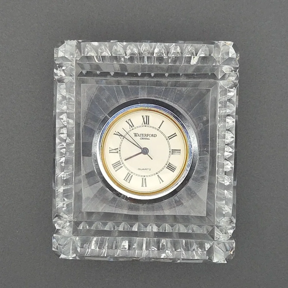 Waterford Crystal Desk Clock Small Rectangular‎ Quartz Vintage Home Decor Clear